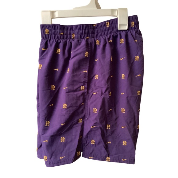 Nike Other - Nike Mens Purple Gold Logo Print Swim Trunks NESSF518-536 Size Small NWT